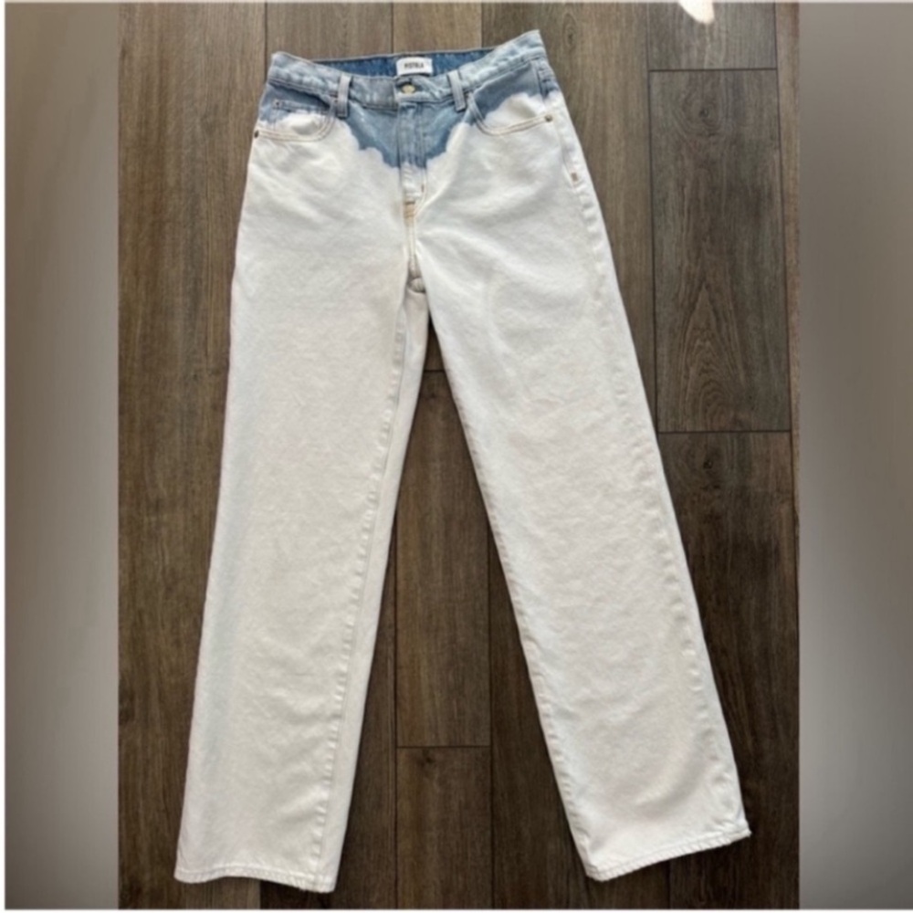 Pistola Women’s Two-Tone White & Light Blue High-Waist Jeans Size 26
